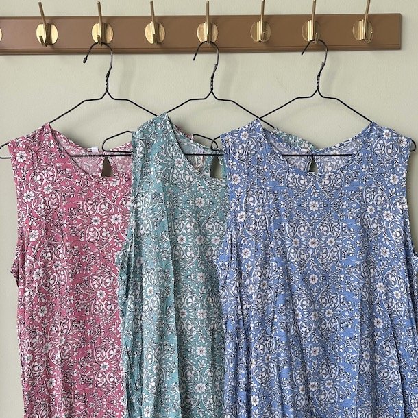 Sommer kjole white flora bomuld str. S-XL