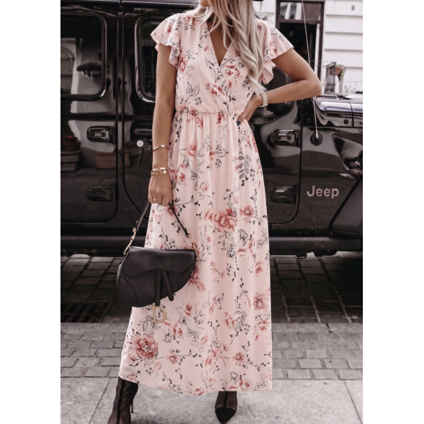 Midi kjole Rose rose - str XS-L