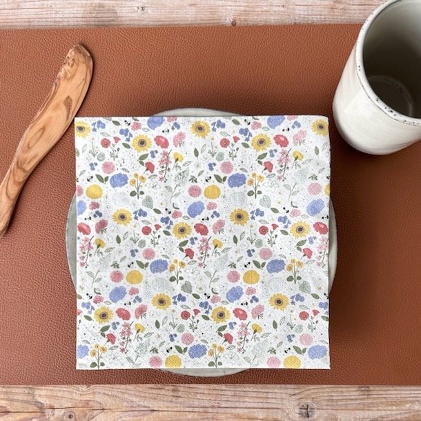 Serviet vilde blomster 3-lags papir 50 stk pr pakke