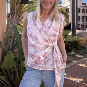 Bluse Flora i let voile med print - one size 