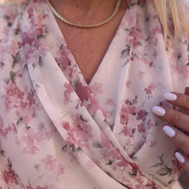 Bluse Flora i let voile med print - one size 