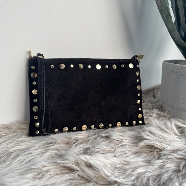 Clutch/crossbody med nitter Skind