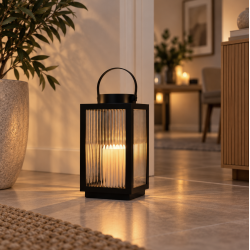 Udend�rs lanterne 28 cm h�j - med LED lys &amp; timer funktion