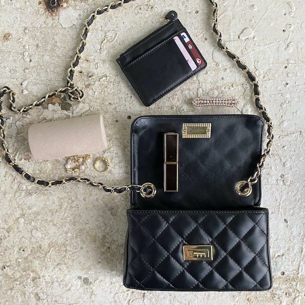 Crossbody ladylike BLACK skind