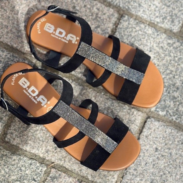 Sandal Silje sort ruskind