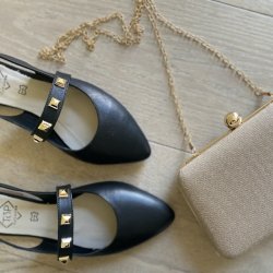 Ballerina sandal m. nitter sort skind str. 36-41