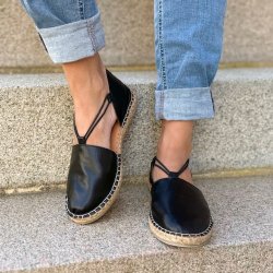 Espadrillos med elastik sort skind str. 36-41 