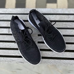 Sneakers I stof snrebnd sort/slv str. 36-41