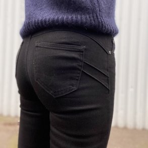 Jeans straight up sort xs-xl