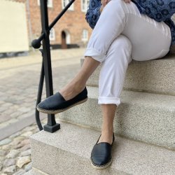 Espadrillos soft Med Bast - skind Sort str. 36-41
