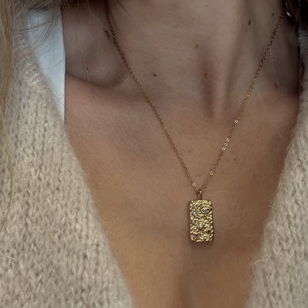 Halskde SQUARE COLOUR 40+5 cm Vandfaste 18 karat forgyldt