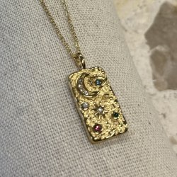 Halskde SQUARE COLOUR 40+5 cm Vandfaste 18 karat forgyldt