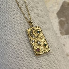 Halskde SQUARE COLOUR 40+5 cm Vandfaste 18 karat forgyldt