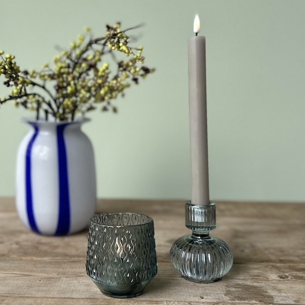 Fyrfadsstage harlekin D8x8xm glas