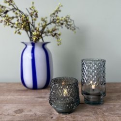 Fyrfadsstage m/harlekin D7x13cm glas