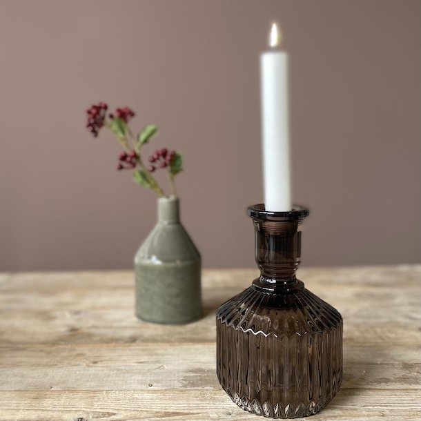 Glaslysestage H 18 x D 11 cm