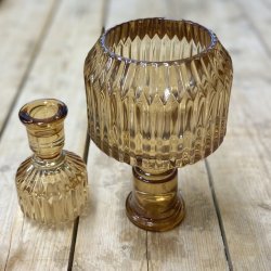 Glaslysestage H 18 x D 11 cm