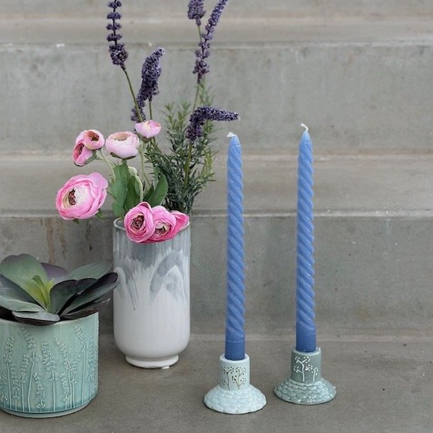 Lysestage blomst keramik