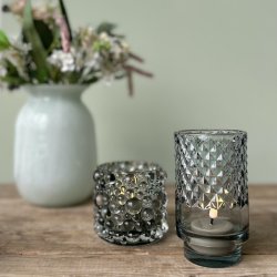 Fyrfadsstage bobler D9x8cn glas