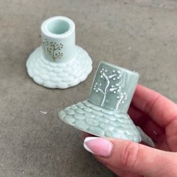 Lysestage blomst keramik