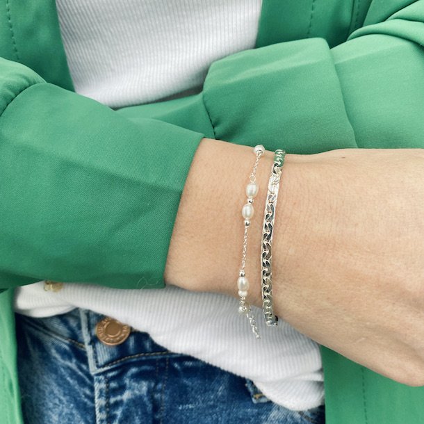 Armbnd CARA m. perler sterling slv
