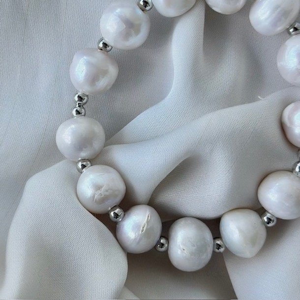Armbnd GERTRUD pearl sterling slv