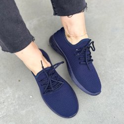 Sneakers I stof snrebnd marine str. 36-41