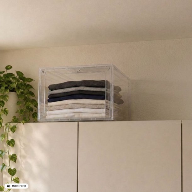 Stabelbare opbevarings kasser - akryl 34,5 � 26,5 � 19 cm