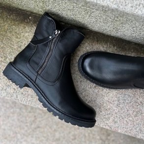 Avenue boot sort st�vle - med plysfor Str. 36 - 41