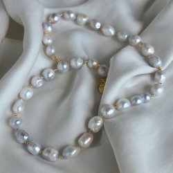 Halskde GERTRUD pearl forgyldt slv