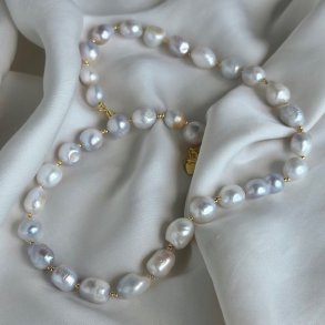 Halskde GERTRUD pearl forgyldt slv