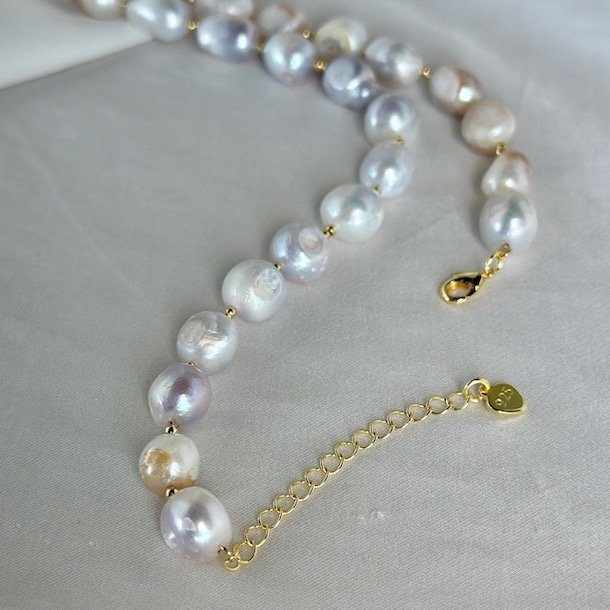 Halskde GERTRUD pearl forgyldt slv