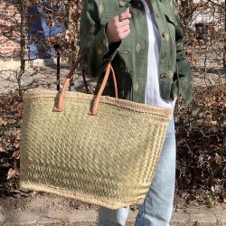 Stor shopper med l�der h�ndtag