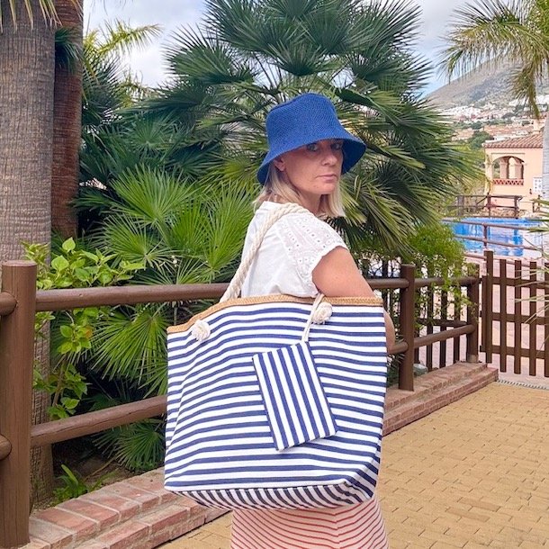 Strandtaske marine strib