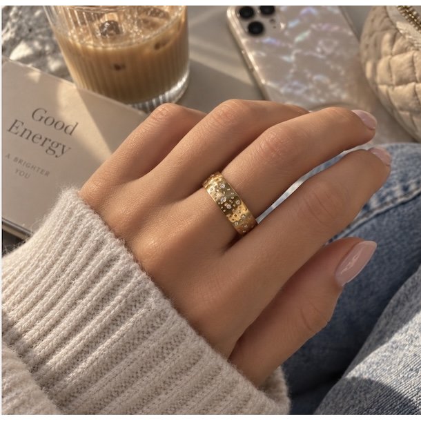Fingerring CLAIRE stardust - Vandfast 18kt. Forgyldt 