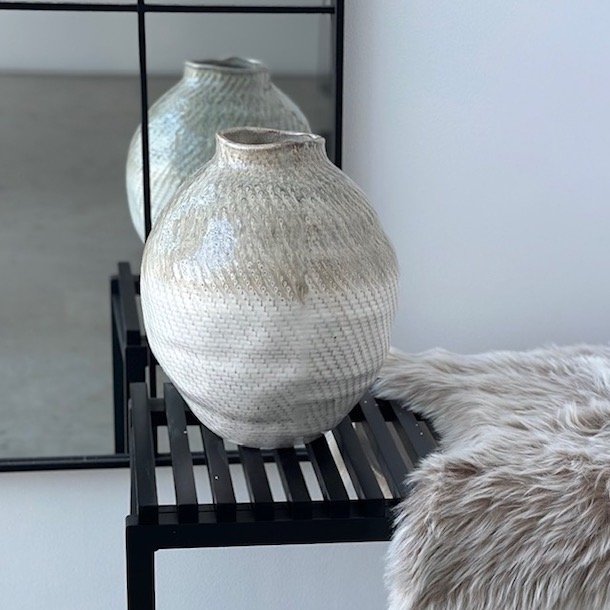 vase robe hvid/beige keramik