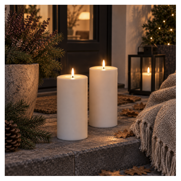 Udend�rs bloklys LED m/timer - s�t med 2 / 20 cm