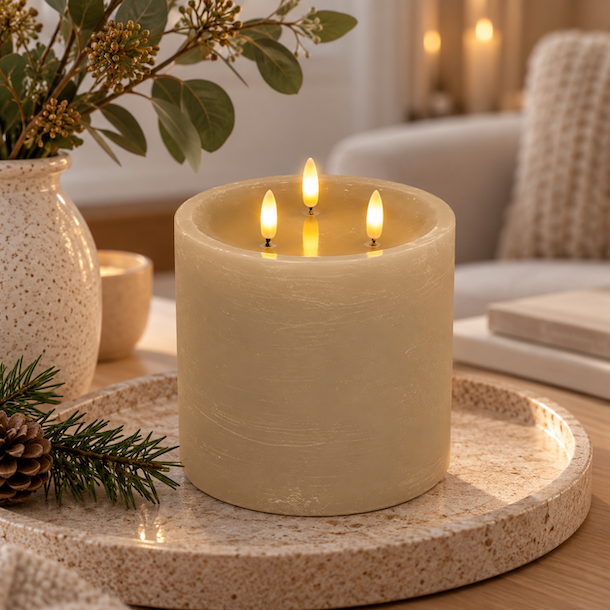 LED Bloklys med 3 v�ger �15 x 15 cm med fjernbetjening