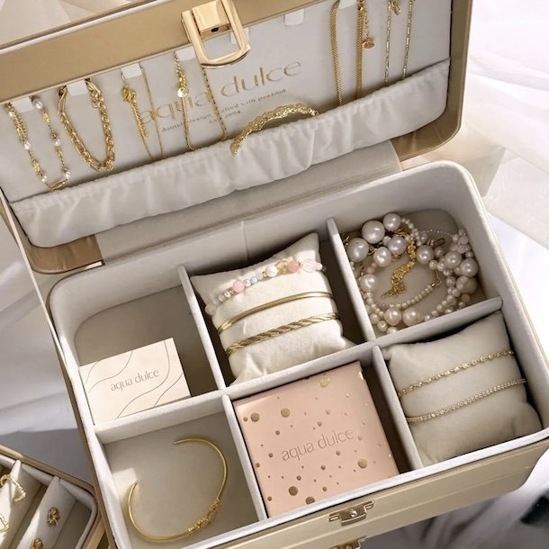 Stort smykkeskrin guld - Aqua Dulce limited edition