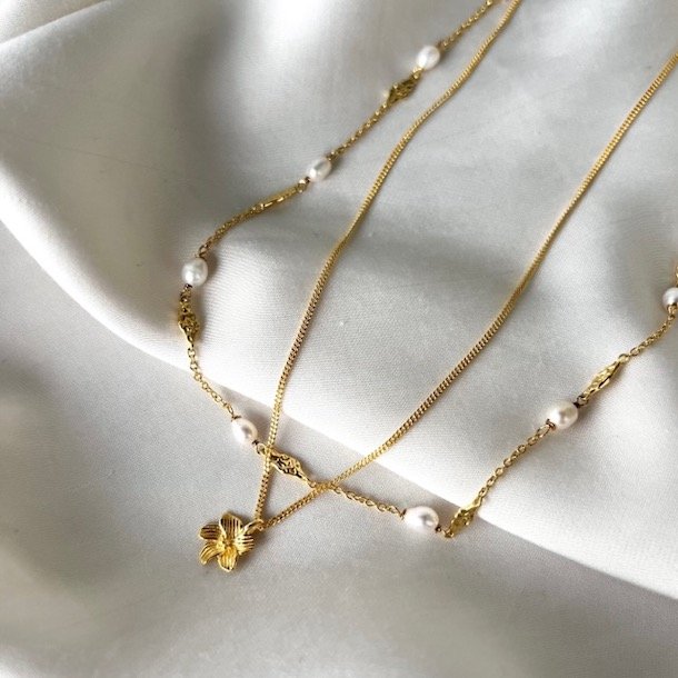 Halskde JASMIN Forgyldt Slv