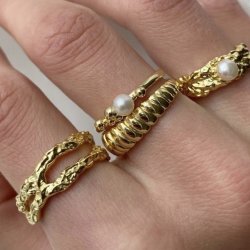 Fingerring MAE pearl forgyldt slv