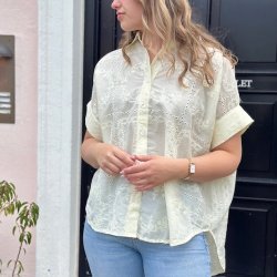 Broderi skjorte bluse loosefit str. XL-XXXL