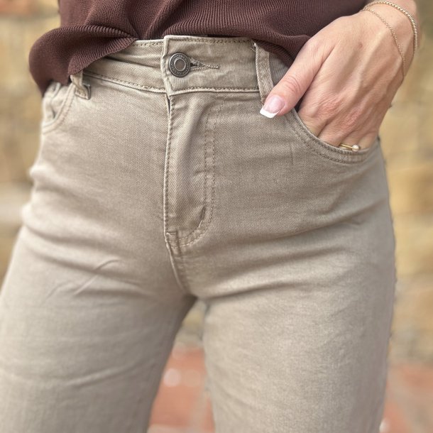 Jeans Straight i Bomuld Taupe