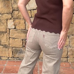 Jeans Straight i Bomuld Taupe