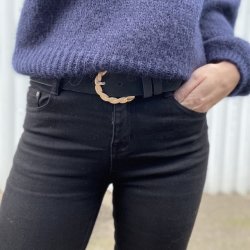 Jeans straight up sort xs-xl