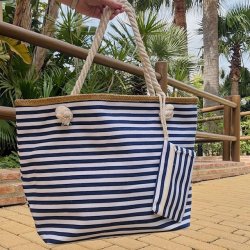 Strandtaske marine strib