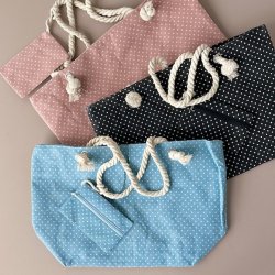 Strandtaske prikket canvas