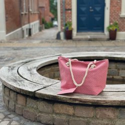 Strandtaske prikket canvas