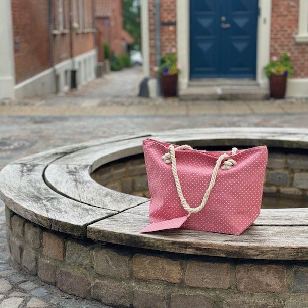 Strandtaske prikket canvas