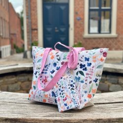 Strandtaske blomst med pung